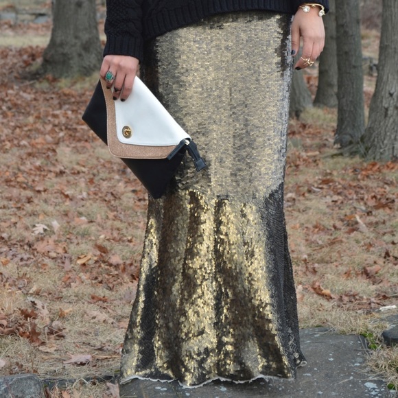 GRYPHON gold sequin mermaid maxi skirt - Picture 4 of 9
